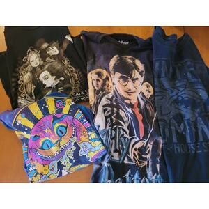 Lot of 4 Graphic Tees, Women's/Uni M-XL - Harry Potter, GoT, Alice, Cheshire Cat